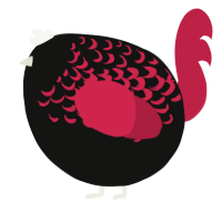 A black and crimson chicken with a half-lace pattern