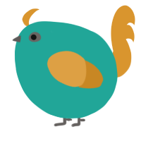 A turquoise and orange chicken