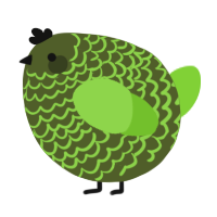 A olive and grass chicken with a lace pattern