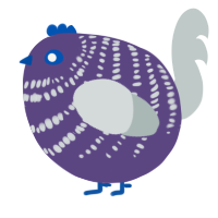 A overcast and silver chicken with a bar pattern