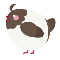 A white and bark chicken with a head pattern