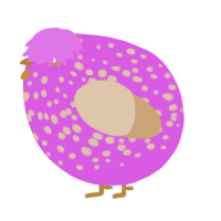 A orchid and beige chicken with a speckle pattern
