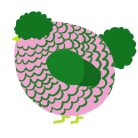 A pink and leaf chicken with a lace pattern