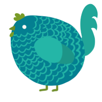 A sea and turquoise chicken with a lace pattern