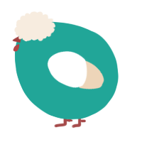 A turquoise and cream chicken