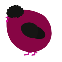 A maroon and black chicken