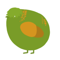 A chartreuse and ochre chicken with a neck-band pattern