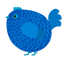 A ultramarine and sapphire chicken with a lace pattern
