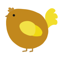 A ochre and yellow chicken
