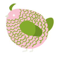 A rose and chartreuse chicken with a lace pattern