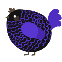 A black and indigo chicken with a lace pattern