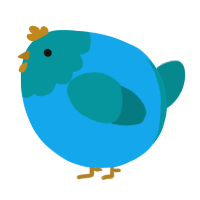 A sky and teal chicken with a head pattern