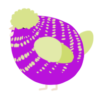 A amethyst and lemon chicken with a bar pattern