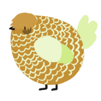 A gold and apple chicken with a lace pattern