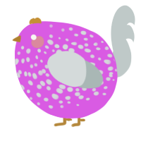 A orchid and silver chicken with a speckle pattern