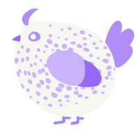 A white and lilac chicken with a speckle pattern