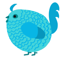 A aqua and cerulean chicken with a lace pattern