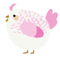 A white and pink chicken with a half-lace pattern