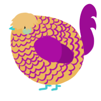 A honey and plum chicken with a lace pattern