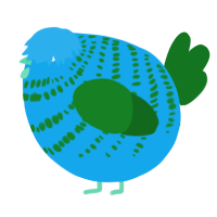 A sky and leaf chicken with a bar pattern