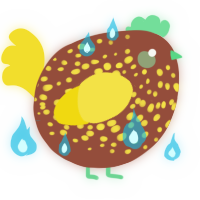 A russet and yellow chicken with a speckle pattern