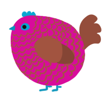 A fuchsia and russet chicken with a lace pattern