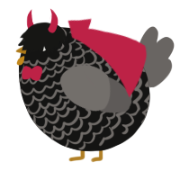 A black and grey chicken with a lace pattern