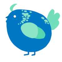 A sapphire and mint chicken with a neck-speckle pattern