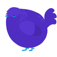 A indigo chicken with a neck-speckle pattern