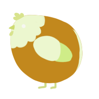A ochre and apple chicken with a head pattern