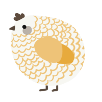 A white and honey chicken with a lace pattern
