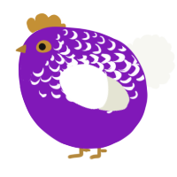 A violet and white chicken with a half-lace pattern
