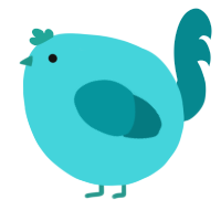A aqua and teal chicken