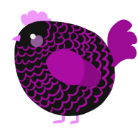 A black and plum chicken with a lace pattern