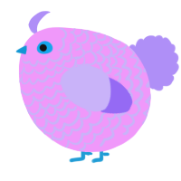 A lavender and lilac chicken with a lace pattern