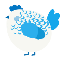 A white and sky chicken with a half-lace pattern