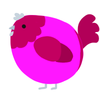 A orchid and wine chicken with a head pattern