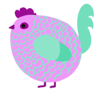 A lavender and mint chicken with a lace pattern