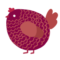 A maroon and red chicken with a lace pattern