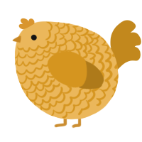 A honey and ochre chicken with a lace pattern