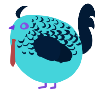 A aqua and tumblr chicken with a half-lace pattern