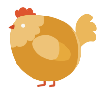 A orange and honey chicken with a head pattern
