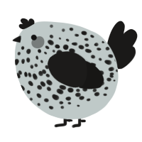 A silver and sable chicken with a speckle pattern