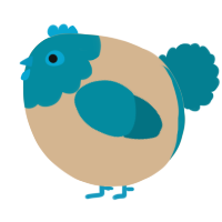 A beige and sea chicken with a head pattern