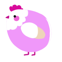A lavender and cream chicken with a head pattern