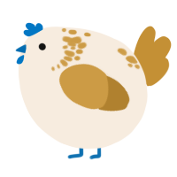 A cream and gold chicken with a neck-speckle pattern