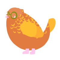 A brown and orange chicken with a half-lace pattern