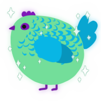 A spring and cerulean chicken with a half-lace pattern