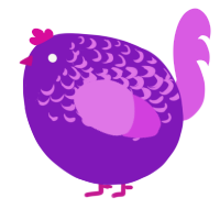 A violet and orchid chicken with a half-lace pattern