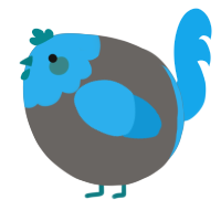 A grey and sky chicken with a head pattern